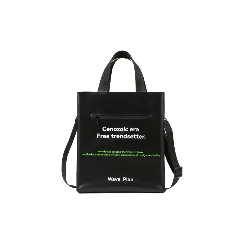 WPT PVC Totes Handbags Large Size Unisex Black-3