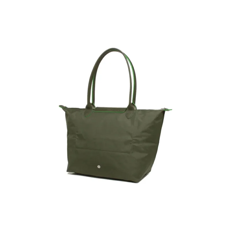LONGCHAMP Fabric Shopping Bag Dumpling Bag One Shoulder Handbag Large Size Women's Fir Green Color-2