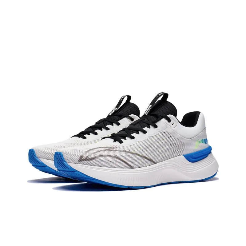 LiNing Light And Shadow Element Anti Slip And Wear Resistant Breathable Low Top Running Shoes Men's White Black Blue-2