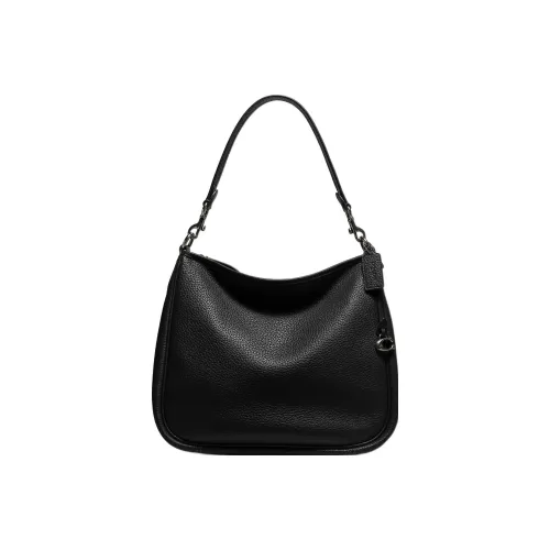 COACH Cary Pebbled Leather Shoulder Bag Women's Black