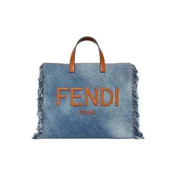 FENDI Denim Tote Bag Shopping Bag Handbag Regular Men's Blue