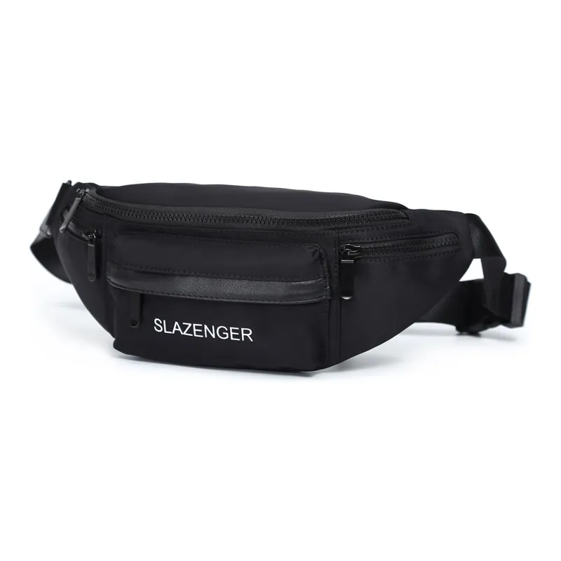 Slazenger Nylon Fabric Shoulder Bag Crossbody Bag Sling Bag Fanny Pack Unisex Ecru/Black/Khaki-6