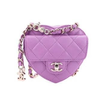 CHANEL Sheepskin Heart Bag, Shoulder Bag, Crossbody Bag, Fanny Pack Mini Women's Purple