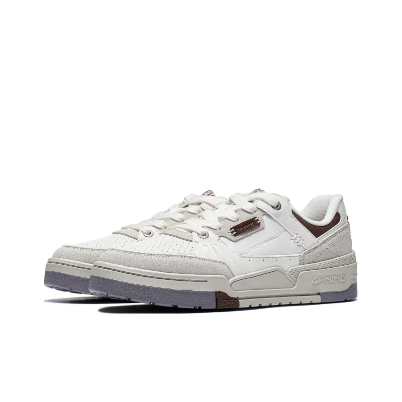 LiNing Journey 1.5 Anti Slip Wear Resistant Low Top Skateboard Shoes Men's White Gray Umber-2