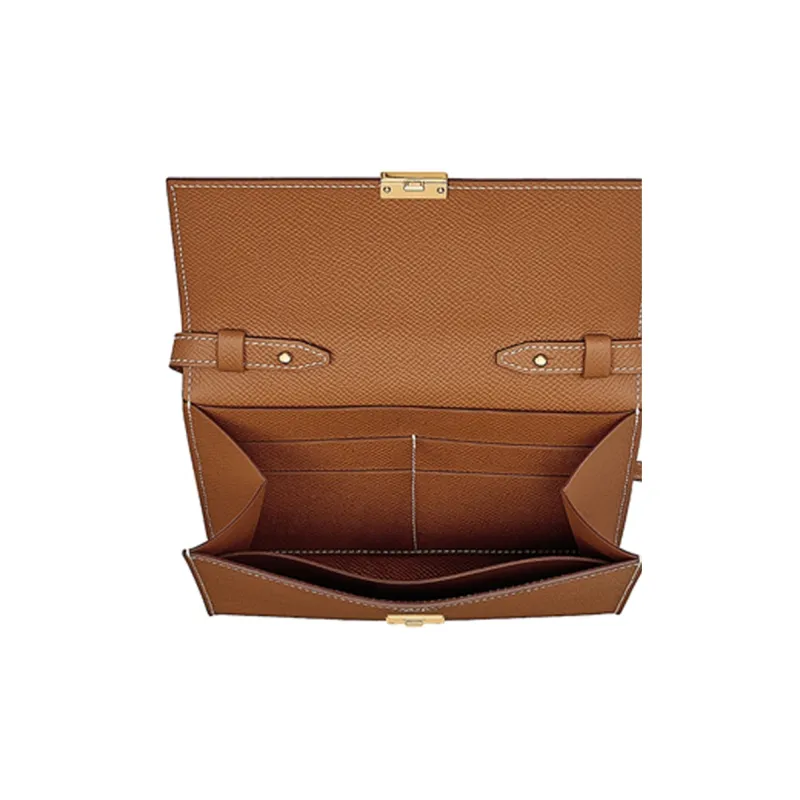 HERMES Clic Epsom Leather Crossbody Bag, Shoulder Bag Women's Gold Brown-2