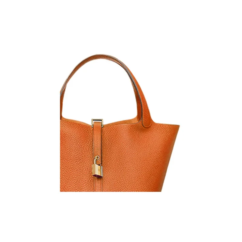 HERMES Picotin Lock Cow Leather Basket Bag Handbag Bucket Bag Women's Flame Orange-3