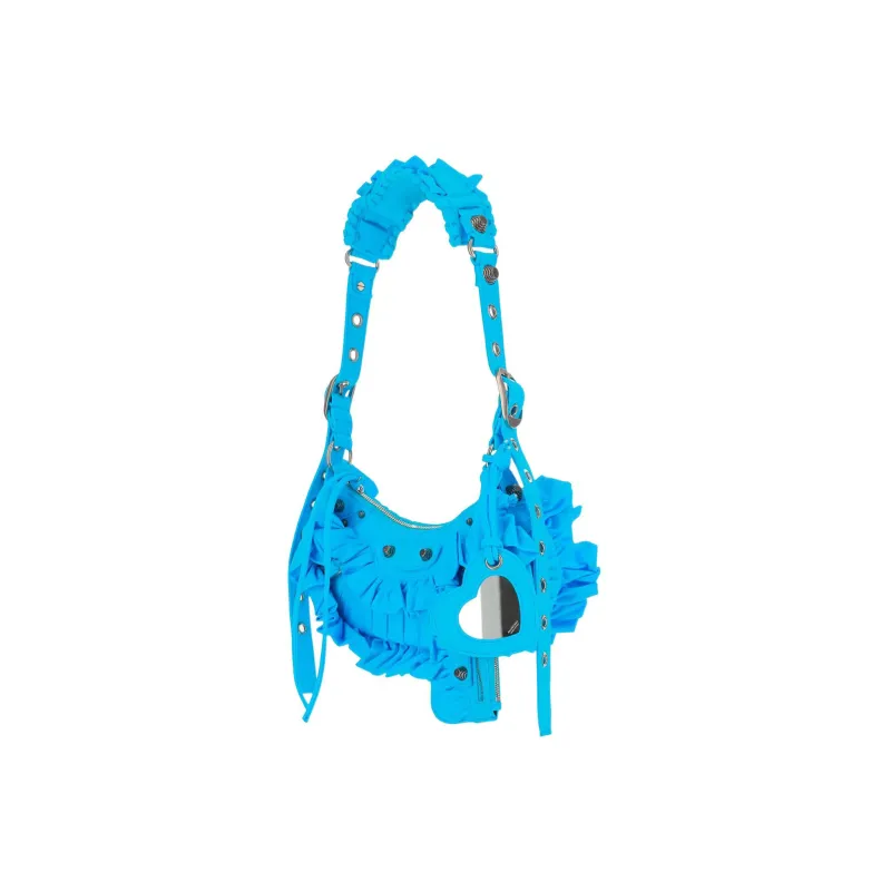 Balenciaga Le Cagole Polyamide Crescent Bag, Portable Crossbody Bag, Shoulder Bag Mini Women's Light Blue-1