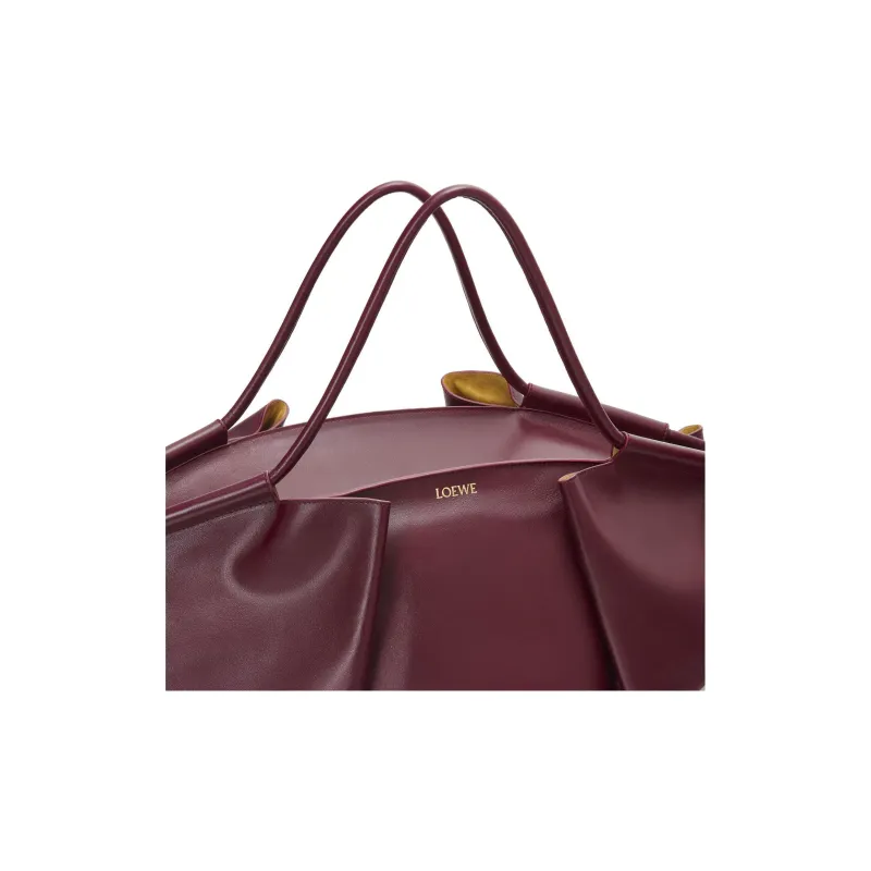 LOEWE Bright Nappa Cow Leather Dumpling Bag, Shoulder Bag, Crossbody Bag, Handbag Small Size Women's Burgundy-5