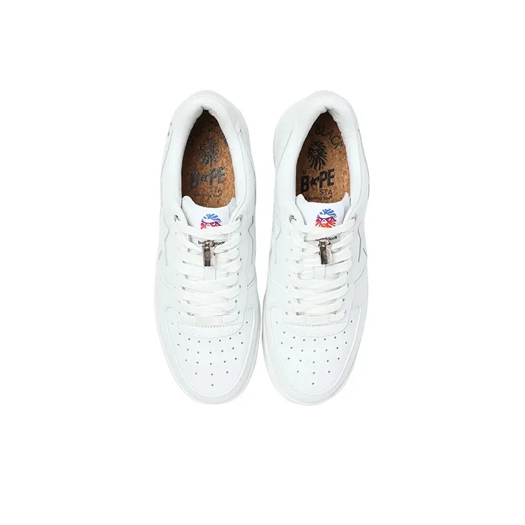 BAPE BLACK x A BATHING APE STA Stylish Skateboarding Shoes Men's White Silver Buckle-2