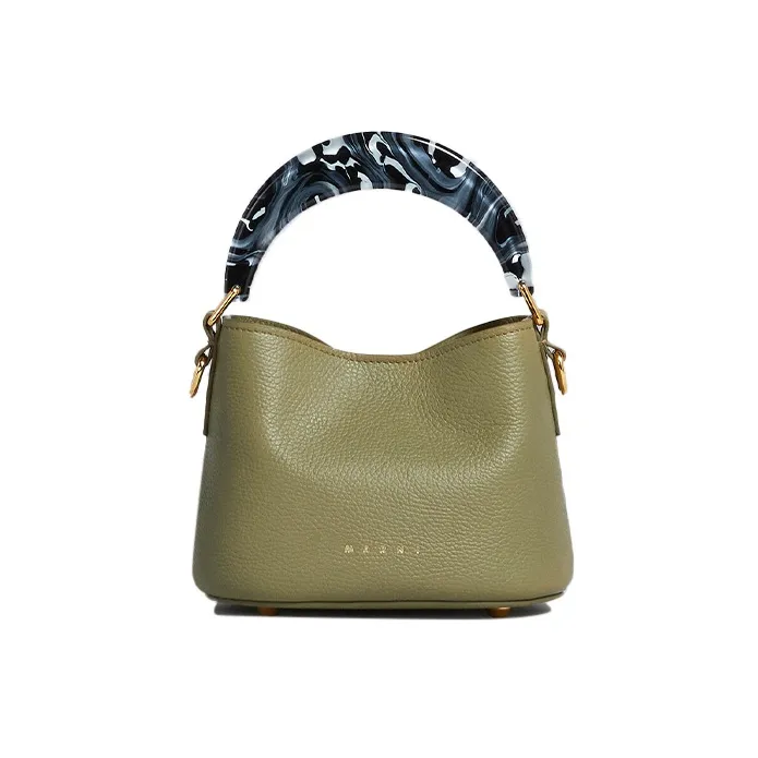MARNI Venice Calfskin Bucket Bags Shoulder Bag Crossbody Bag Handbag Mini Women's Green-0