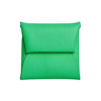 HERMES Bastia Epsom Calfskin Coin Purses Wallets Women's Comic Green