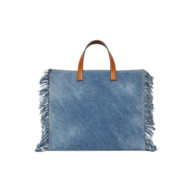 FENDI Denim Tote Bag Shopping Bag Handbag Regular Men's Blue-2