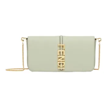 FENDI Fendigraphy Leather Wallet Regular Women's Green