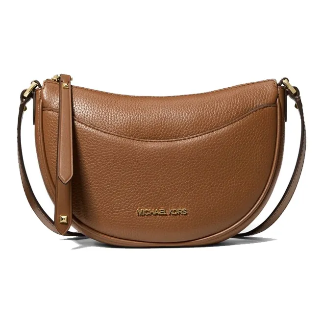 MICHAEL KORS Leather Crescent Bag, Shoulder Bag Trumpets Women's Leather Brown-0