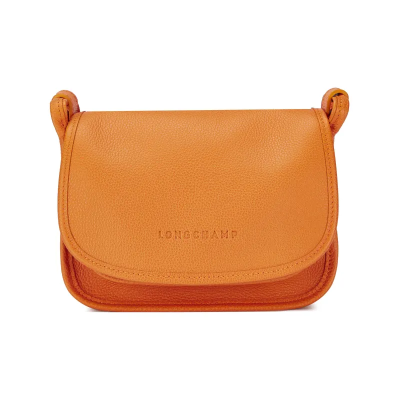 LONGCHAMP Pebbled Cow Leather Wallets Shoulder Bag Crossbody Bag Small Size Women's Orange-0