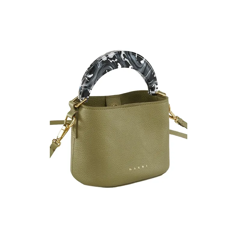 MARNI Venice Calfskin Bucket Bags Shoulder Bag Crossbody Bag Handbag Mini Women's Green-2