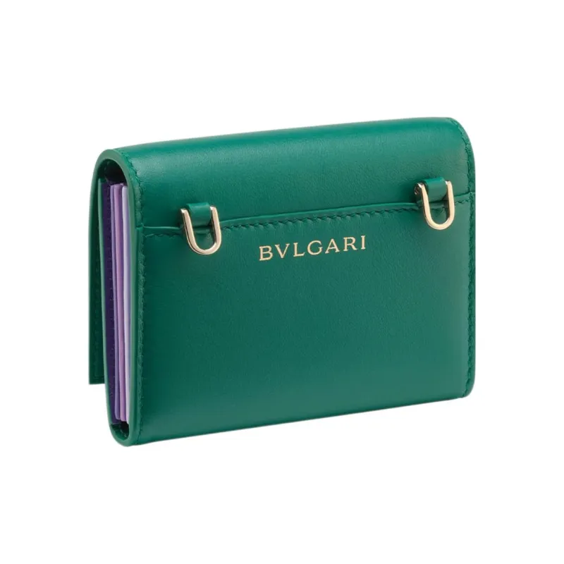 BVLGARI Serpenti Forever Calfskin Card Holders Shoulder Bag Crossbody Bag Mini Women's Green-1