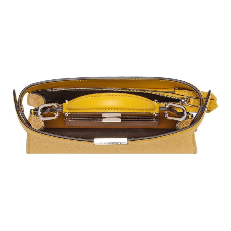 FENDI Peekaboo ISeeU Leather Shoulder Bag Crossbody Bag Handbag Women's Yellow-3