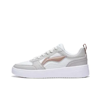 LiNing Acer Truncatum Slip Resistant Cushioning Abrasion Resistant Low Top Skateboard Shoes Women's White Gray
