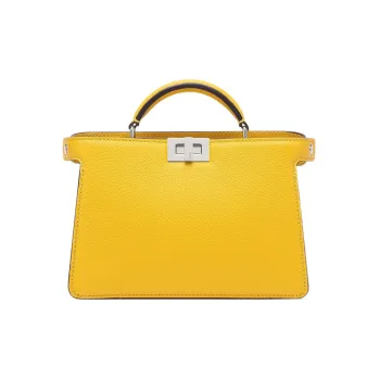 FENDI Peekaboo ISeeU Leather Shoulder Bag Crossbody Bag Handbag Women's Yellow