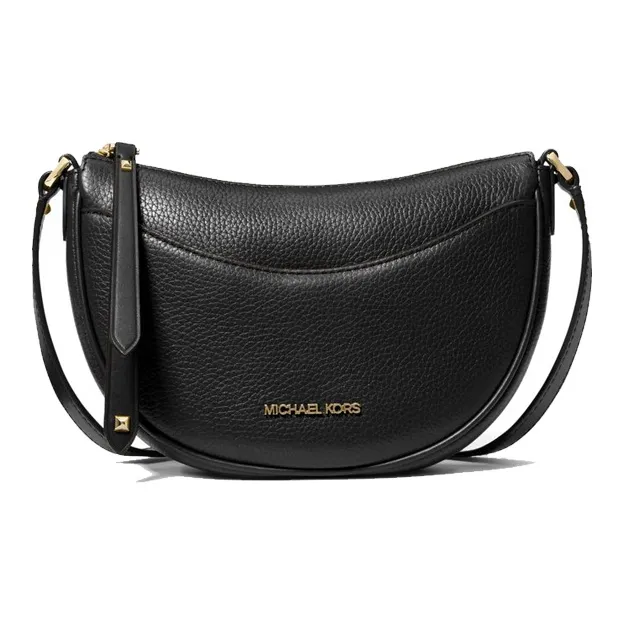 MICHAEL KORS Leather Crescent Moon Crossbody Bag Small Size Women's Black-0