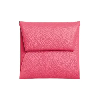 HERMES Bastia Epsom Calfskin Coin Purses Wallets Women's 8W RoseAzalee New Lipstick Pink