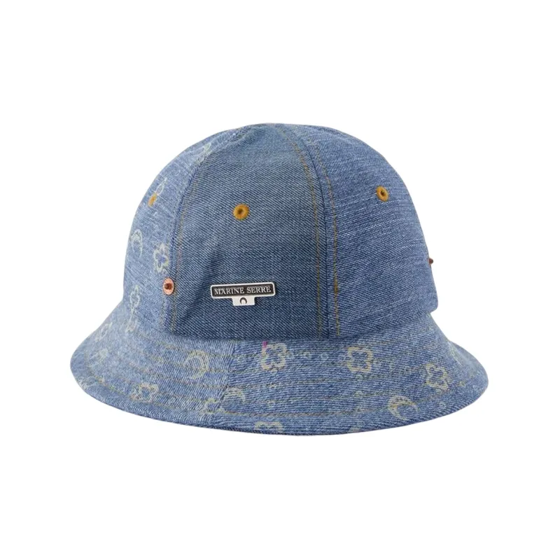 Marine Serre Bucket Hats Unisex Blue-0