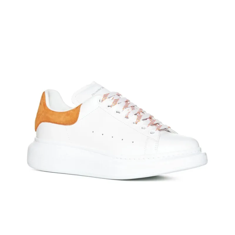 Alexander McQueen Low-Top Stylish Skateboarding Shoes Women's White Orange-2