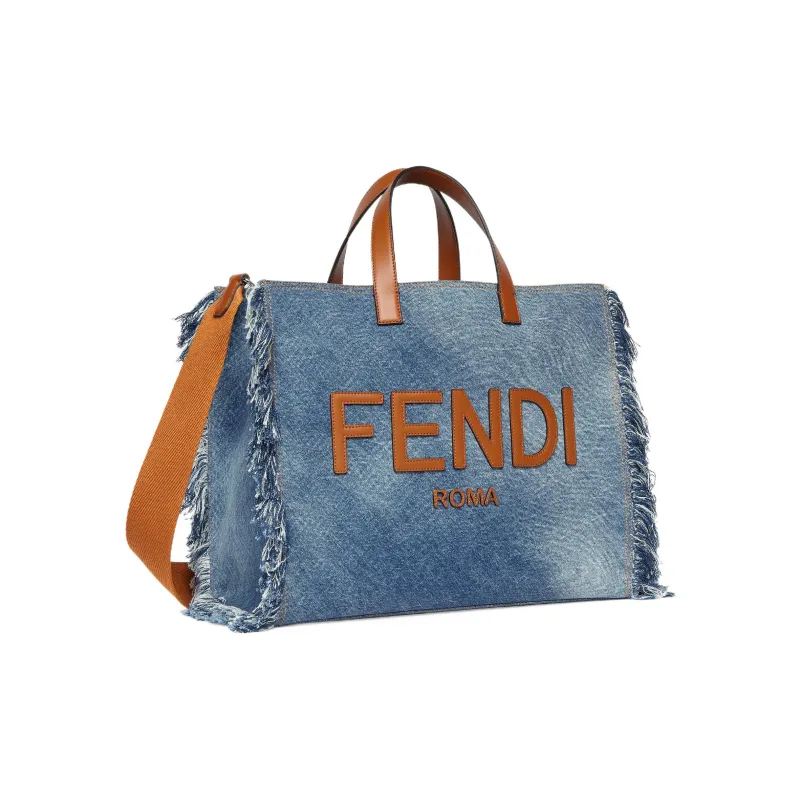 FENDI Denim Tote Bag Shopping Bag Handbag Regular Men's Blue-1