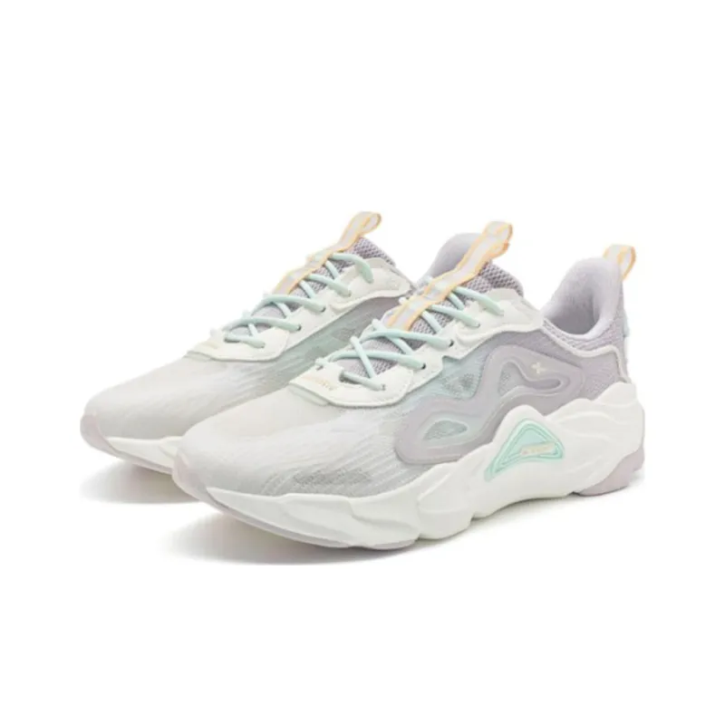 XTEP Yuno Yunye Anti Slip Wear Resistant Low Top Sports Casual Shoes Women's White Gray Green-2