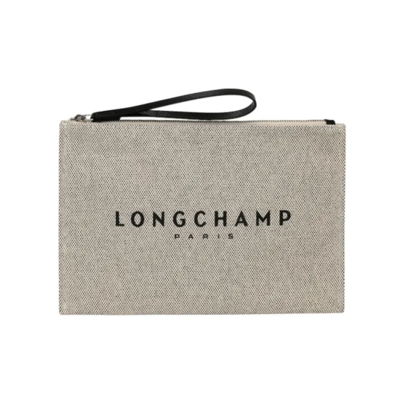 LONGCHAMP Roseau Cotton Canvas Small Clutch Bag Unisex Linen-0