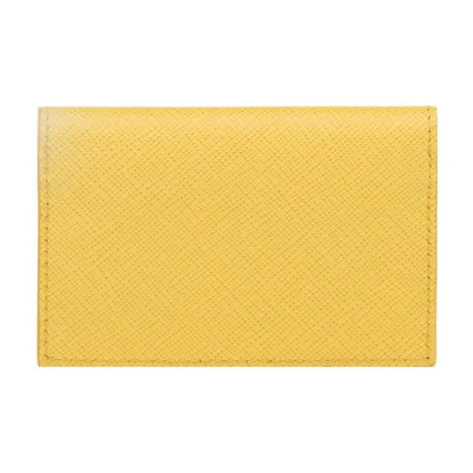 PRADA Saffiano Leather Card Clip Card Holder Women's Sunlight Yellow-1