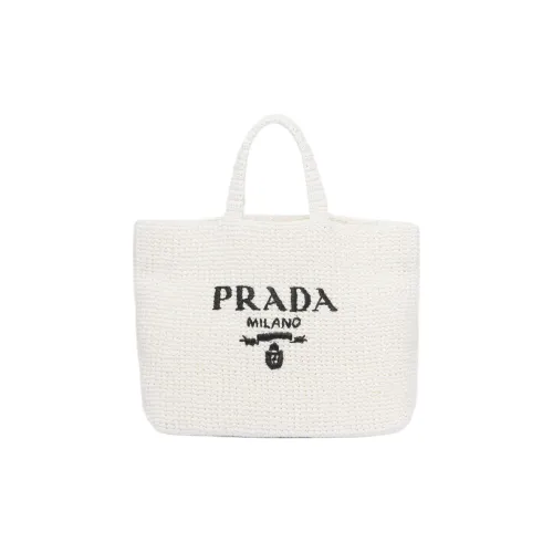 PRADA Straw And Wicker And zipped Handbag Women's White