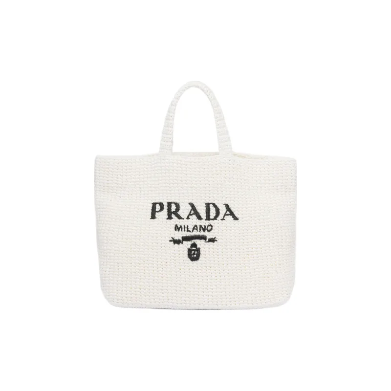 PRADA Straw And Wicker And Raffia Handbag Women's White-0