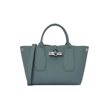 LONGCHAMP Roseau Large Cow Leather Big Bag Handbag Small Size Women's Blue