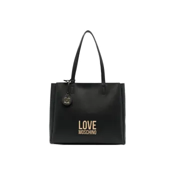 LOVE MOSCHINO Polyurethane Tote Bag, Shopping Bag, Shoulder Bag, Handbag Regular Women's Black