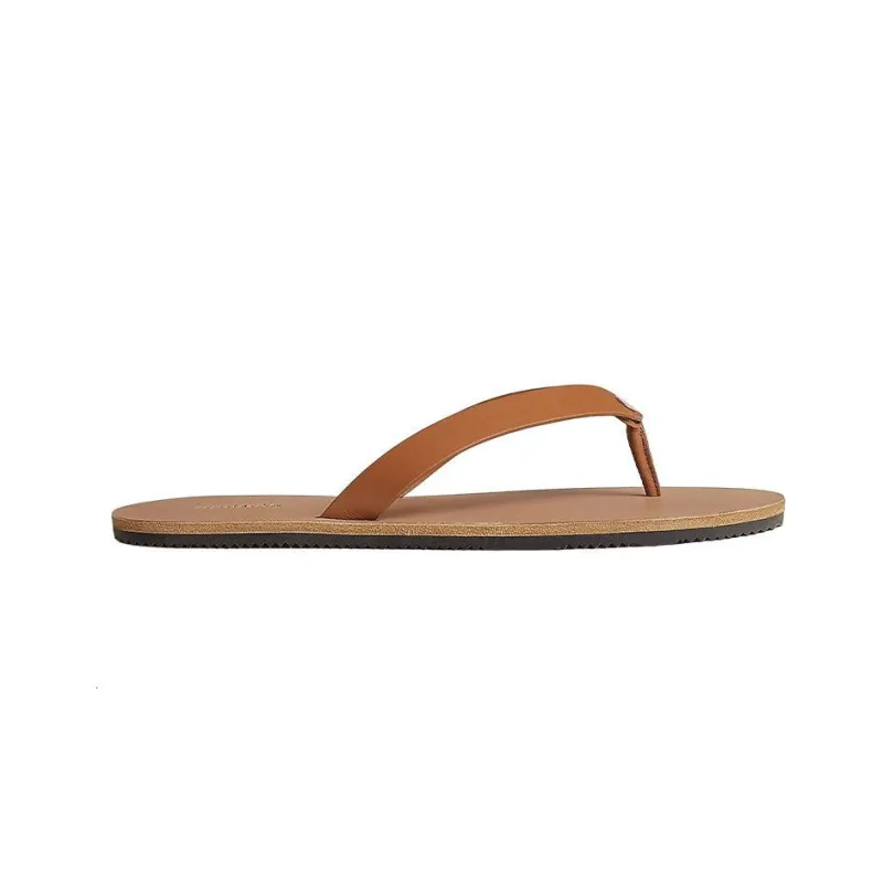 HERMES Estival Abrasion Resistant Flip Flops Men's Brown-1