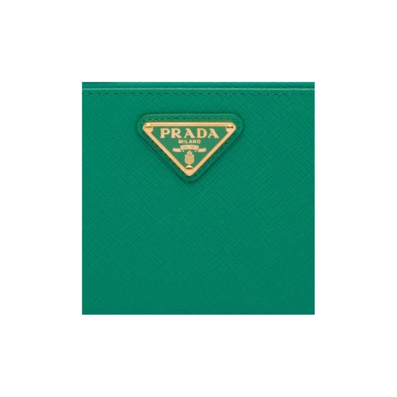 PRADA Saffiano Leather Card Holder Women's Green-4