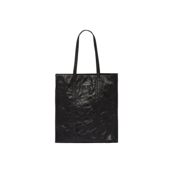 PRADA Soft Sheep Leather Tote Bag, Shopping Bag, Shoulder Bag, Handbag Medium Size Women's Black
