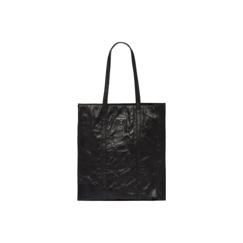 PRADA Soft Sheep Leather Tote Bag, Shopping Bag, Shoulder Bag, Handbag Medium Size Women's Black