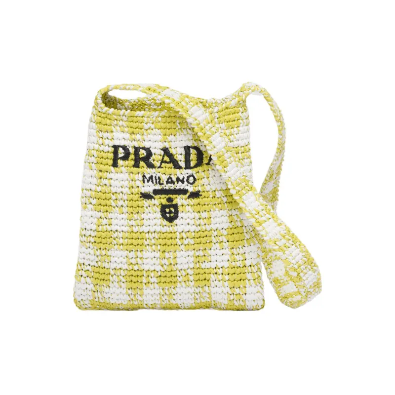 PRADA Straw And Wicker And Raffia Shoulder Bag Crossbody Bag Handbag Women's Pomelo Green-0