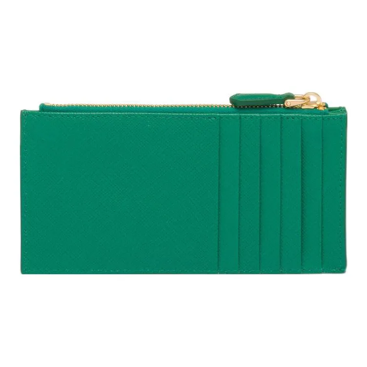 PRADA Saffiano Leather Card Holder Women's Green-1