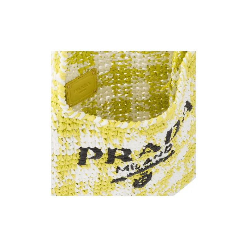 PRADA Straw And Wicker And Raffia Shoulder Bag Crossbody Bag Handbag Women's Pomelo Green-5