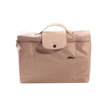LONGCHAMP Le Pliage Club Fabric Cow Leather Patchwork Handbags Briefcases Medium Size Women's Hawthorn Flowers White