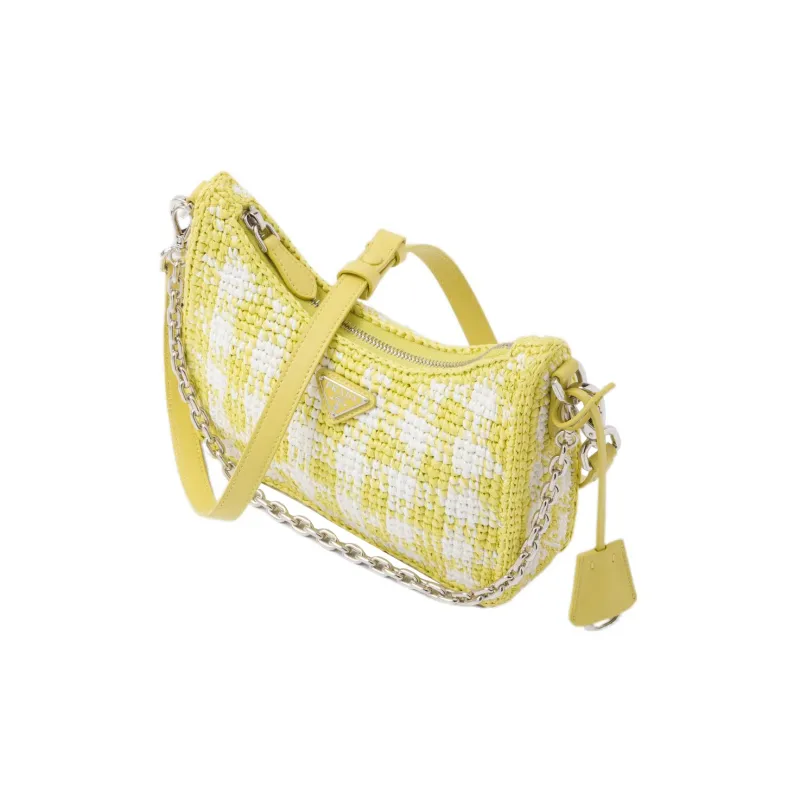 PRADA Re Edition Straw And Wicker And Raffia Handbag Shoulder Bag Women's Pomelo Green-1