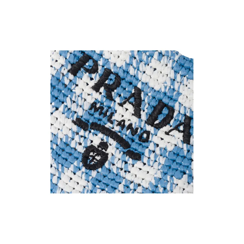 PRADA Wicker Tote Bag Shopping Bag Handbag Small Size Women's Light Blue-3