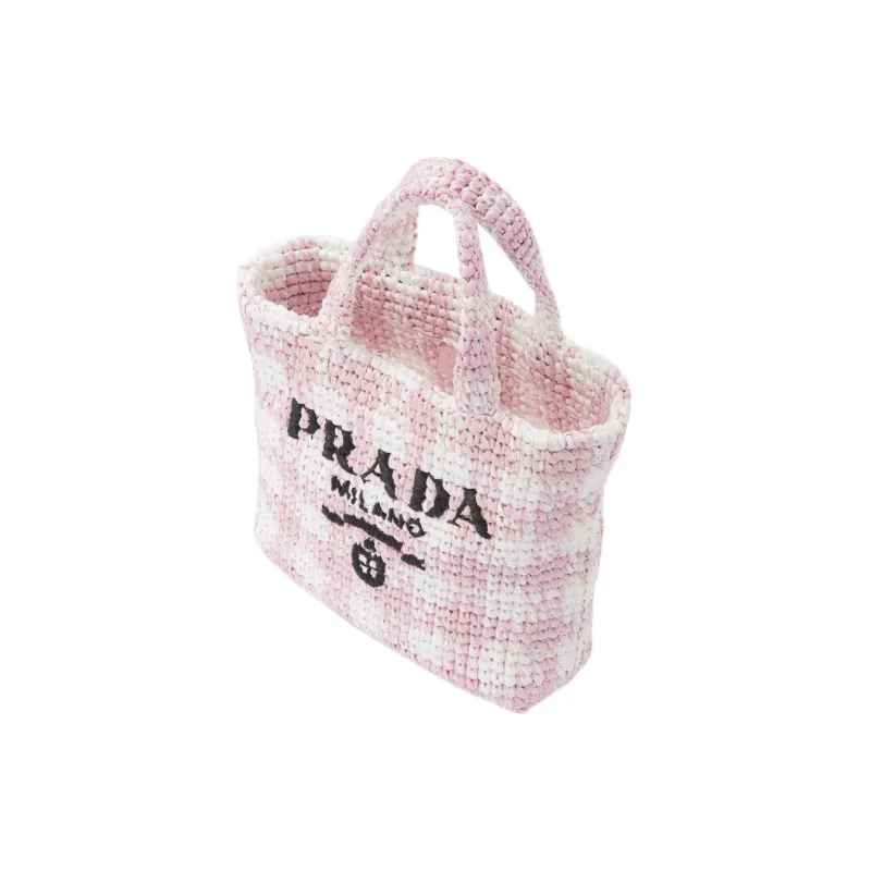 PRADA Straw, Wicker, And Raffia Handbag Small Size Women's Snow Pink-2