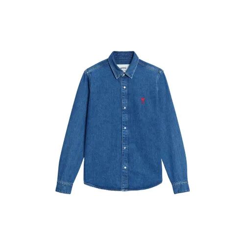 AMI Paris Ami De Coeur Logo Denim Shirt