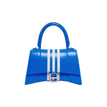 Balenciaga Adidas Collaboration Hourglass Cow Leather Hourglass Bag Crossbody Handbag Small Size Women's Blue