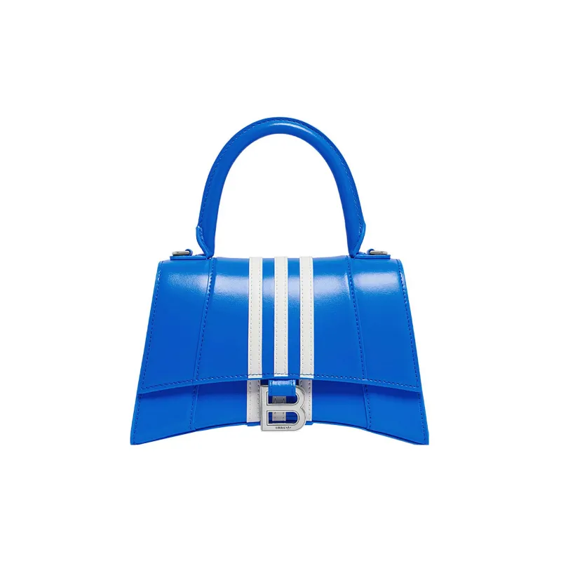 Balenciaga Adidas Collaboration Hourglass Cow Leather Hourglass Bag Crossbody Handbag Small Size Women's Blue-0